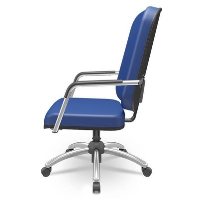 Cadeira De Escritório Giratória Com Braço Cromada Magno P03 Vinil Azul - Lyam Decor