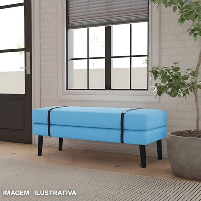Banco Estofado Viena 1,20m Suede Azul Turquesa - Inova Decorações