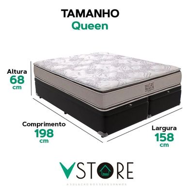 Cama Box Baú Queen E Colchão Four Season Molas V-store Preto