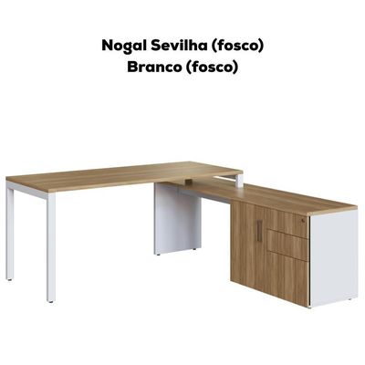 Mesa Escritorio Office 180x160 Cm 25856 Artesano Nogal Sevilha Branco