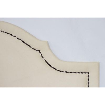 Cabeceira Casal Provençal Luxo 140x60 Suede Off White - Tachas Fumê
