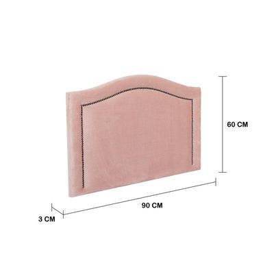 Cabeceira Solteiro Curva Luxo 90x60 Veludo Rosê - Tachas Fumê