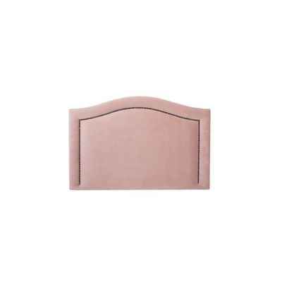 Cabeceira Solteiro Curva Luxo 90x60 Veludo Rosê - Tachas Fumê