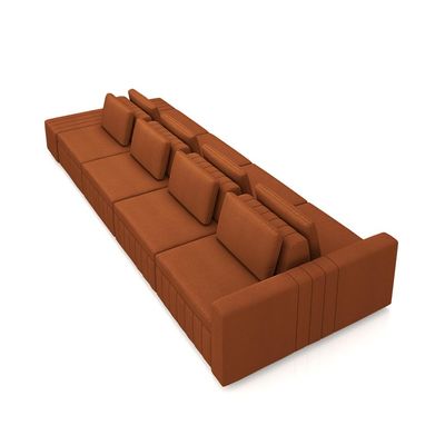 Sofá Ilha com Encosto e Almofadas Móveis Olimpo 425cm Modulado Linho Terracota G45 - Gran Belo