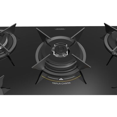 Cooktop 5 Bocas A Gás Tripla Chama Realce Bivolt CR226 Preto Bivolt