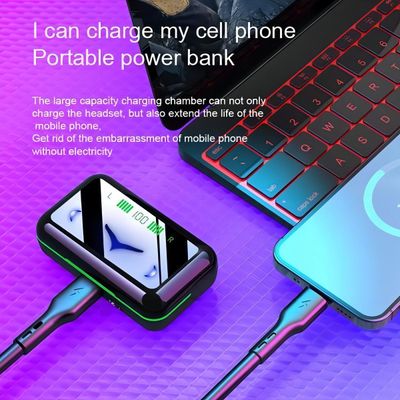 Fone de Ouvido Preto TWS Conexão Estável com Carregador Portátil e Display