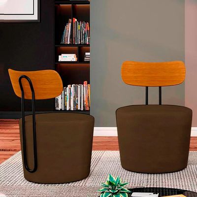 Poltrona Decorativa Addams Veludo Marrom - Gran Belo