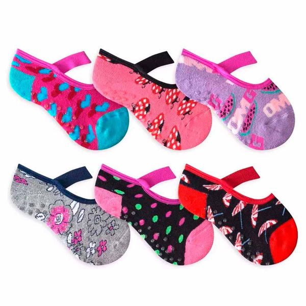 Kit 6 pares meia antiderrapante algodão infantil menina G