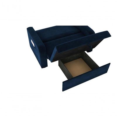 Sofá Cama Daiane 2 Lugares Com Baú Veludo Azul Matrix