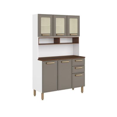 Kit Cozinha Em Aço 6 Portas 2 Gavetas Essência Bertolini Pecan/natural