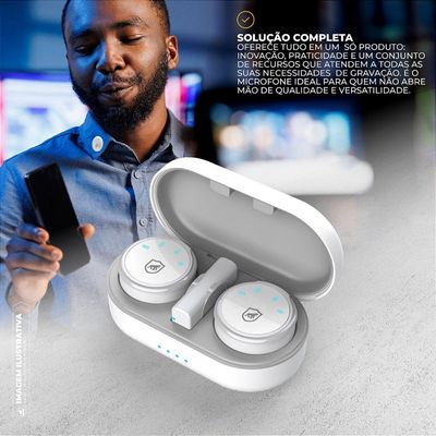 Microfone de Lapela Magnética Tipo C com Adaptador Lightning - Armor - Branca - Gshield