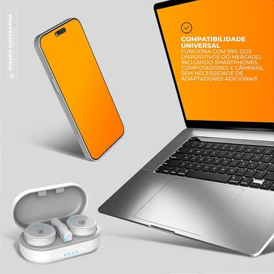 Microfone de Lapela Magnética Tipo C com Adaptador Lightning - Armor - Branca - Gshield