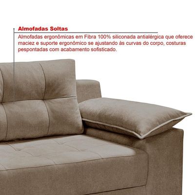 Conjunto Sofá Ibiza 3 E 2 Lugares 2,22m E 1,57m Veludo Confortável Avelã 205