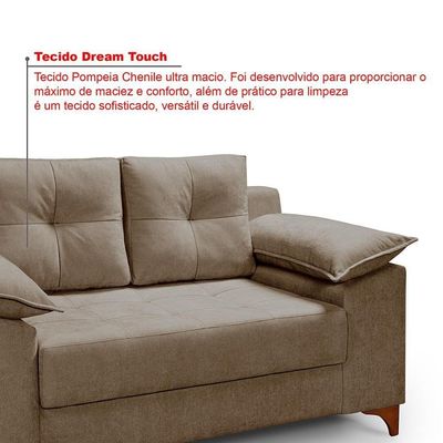 Conjunto Sofá Ibiza 3 E 2 Lugares 2,22m E 1,57m Veludo Confortável Avelã 205