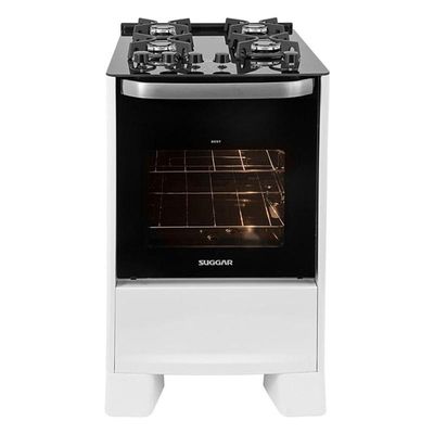 Fogão Best Glass 4 Queimadores Branco Bivolt Fgvbg410br Suggar Bivolt