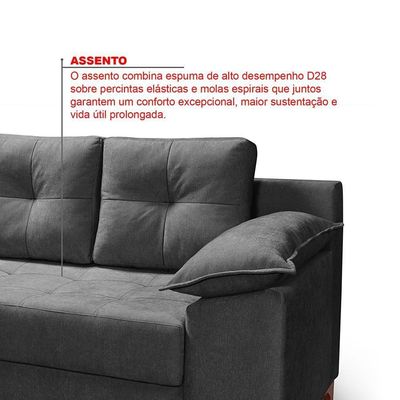 Conjunto Sofá Ibiza 3 E 2 Lugares 2,22m E 1,57m Veludo Confortável Chumbo 208