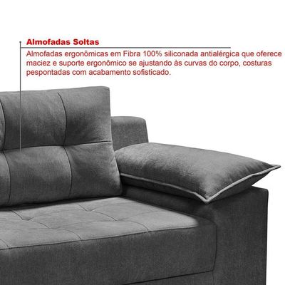 Conjunto Sofá Ibiza 3 E 2 Lugares 2,22m E 1,57m Veludo Confortável Chumbo 208