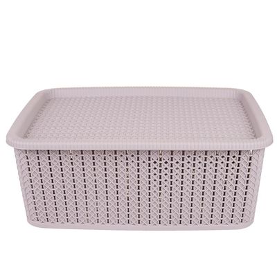 Caixa Organizadora 12.5L com Tampa São Bernardo Rattan OR24 Concreto Cinza
