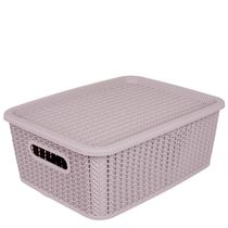 Caixa Organizadora 12.5L com Tampa São Bernardo Rattan OR24 Concreto