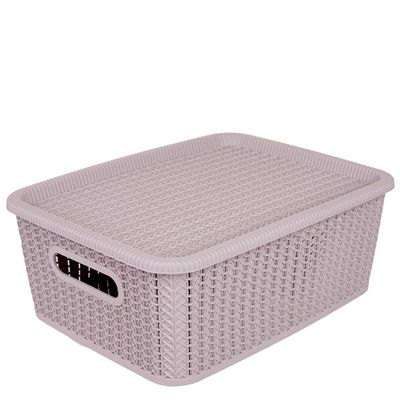 Caixa Organizadora 12.5L com Tampa São Bernardo Rattan OR24 Concreto Cinza