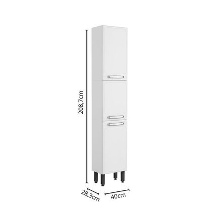 Armário Paneleiro Aço 3portas Alto Branco Evidence Bertolini Branco