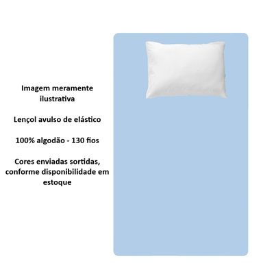 Lencol Solteiro Elastico Algodão Liso Sortido Estamparia