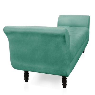 Recamier Olinda Suede 160 Cm Pés Torneados Castanhos - D'rossi Cor Azul Turquesa