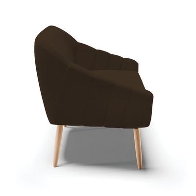 Namoradeira 02 Lugares Suede Pés Palito Natural Cor Marrom