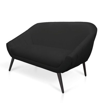 Namoradeira 02 Lugares Corino Pés Palito De Ferro Cor Preto