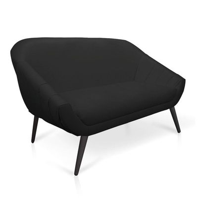 Namoradeira 02 Lugares Corino Pés Palito De Ferro Cor Preto