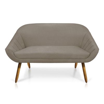 Kit 01 Namoradeira 02 Lugares E 01 Poltrona Giovana Suede com produção na cor Marrom Rato
