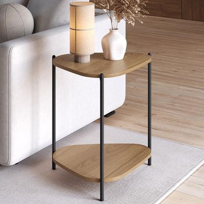 Mesa Lateral Para Sala de Estar Pés Metálicos Adek A03 Hanover Preto - Lyam Decor