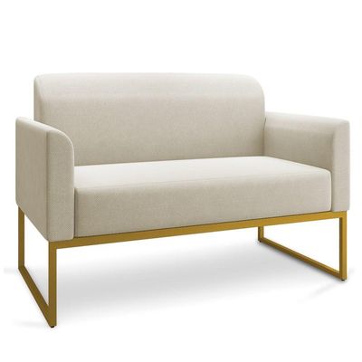 Namoradeira 02 Lugares Linho Grosso Bege Dourado