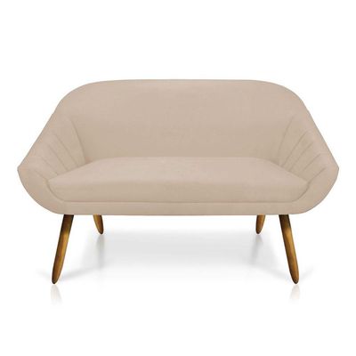 Kit 01 Namoradeira 02 Lugares E 01 Poltrona Giovana Suede Bege