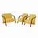 Conjunto Poltronas Vênus Braço Madeira Suede Amarelo