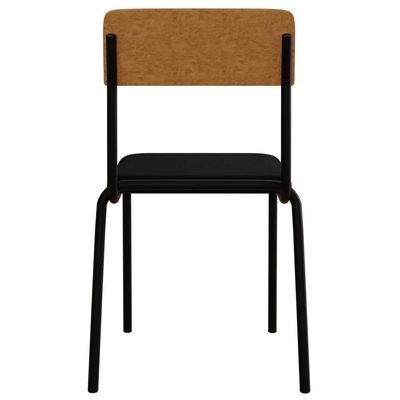 Kit 03 Cadeiras Estofada Para Sala De Jantar Sense Preto C01 Linho Preto Courino Caramelo - Lyam Decor
