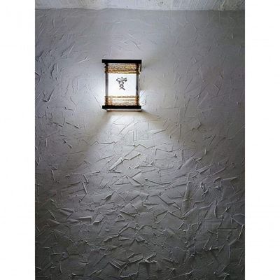 Arandela Luminária De Parede Rustica Oriental Com Ideograma Artesanal Sala Quarto Madeira Pousada