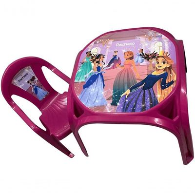 Mesa Infantil Rosa + 01 Cadeira Infantil Rischioto Kit