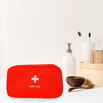 Primeiros Socorros Bolsa Organizador Emergencia Porta Medicamentos Vermelho