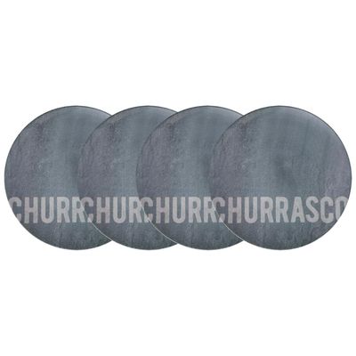 Kit Prato Raso Tramontina Churrasco Stone em Porcelana 28 cm 4 Peças