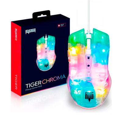 Mouse Gamer Tiger Chroma Transparente RGB MOTGR003 Revenger