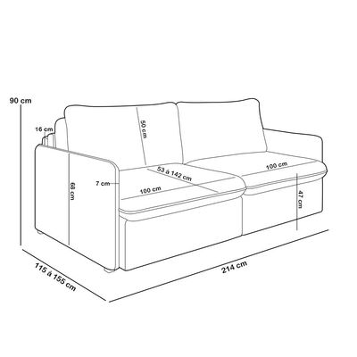 Sofá Cama Retrátil Para Sala de Estar 214cm Una K01 Veludo Verde Musgo - Lyam Decor