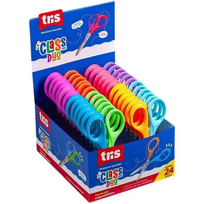 Tesoura Escolar Class Duo 13cm Tris Roxo E Laranja