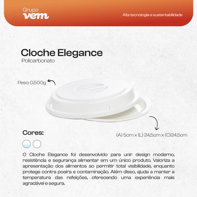 Cloche Elegance 24,5cm Natural em Policarbonato