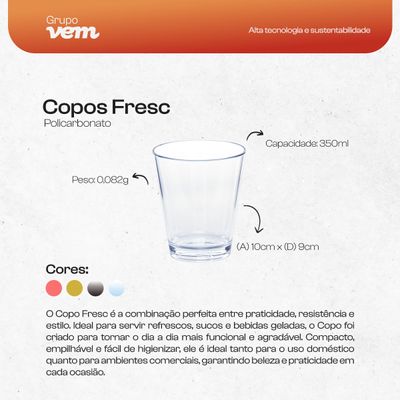 Copo Fresc Redondo 350ml Natural Fosco em Policarbonato