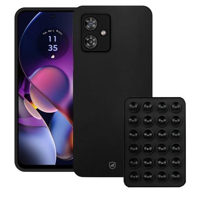 Kit Capa Silicon Veloz Para Motorola Moto G54 Ventosa Preta