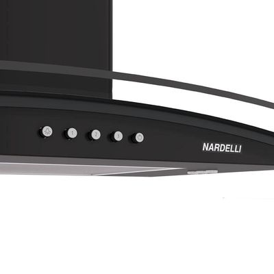 Coifa Nardelli De Parede Clean Vidro Curvo Black 60cm Preto 110V