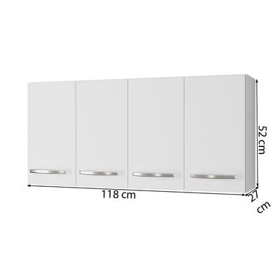 Armario Aereo 120 Cm 4p Mara Branco Mobbs