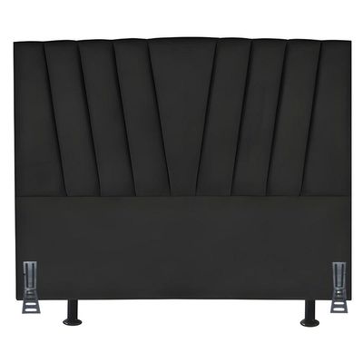 Cabeceira Cama Box King 195 Cm Vivian Em Linho Com Frame Preto
