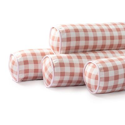 Kit Para Berço Jogo De Lençol Com Rolinhos 100% Algodão 7 Peças - Xadrez Rose